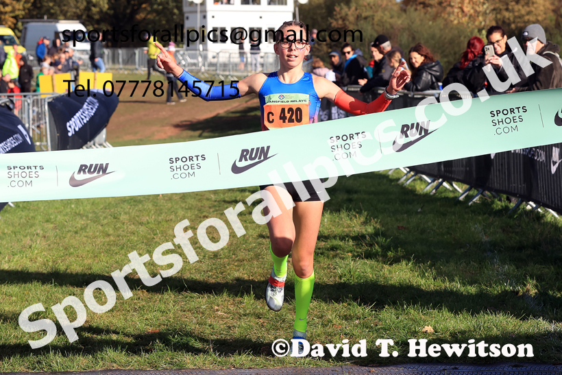 Girls Under-13s 2025 National Cross Country Relays, Berry Hill Park, Mansfield. Photo: David T. Hewitson/Sports for All Pics